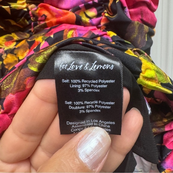 For Love And Lemons Pink, Black, Yellow Floral Cocktail Dress - Picture 10 of 16